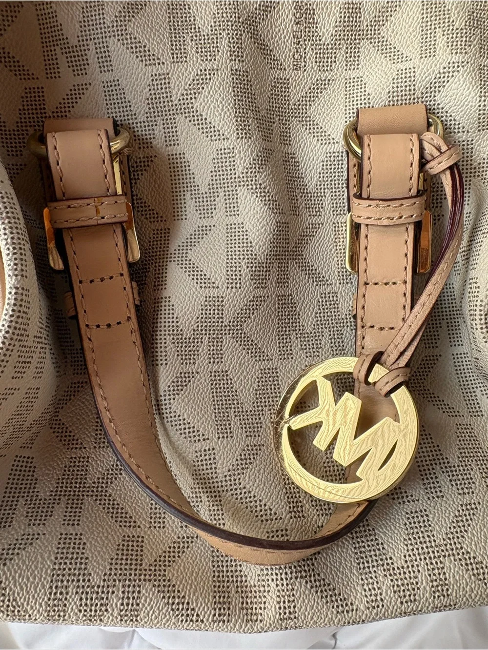 Michael Kors Beige/Tan Signature MK Satchel